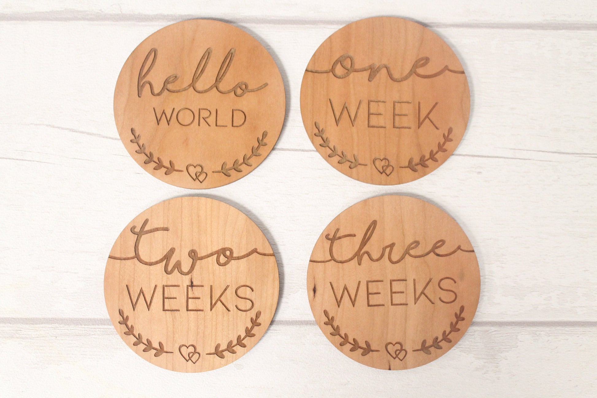 Baby's First Weeks New Baby Milestone Cards Set of 5 - Hello World  - New Baby Photo Prop - Parent To Be or Baby Shower Gift