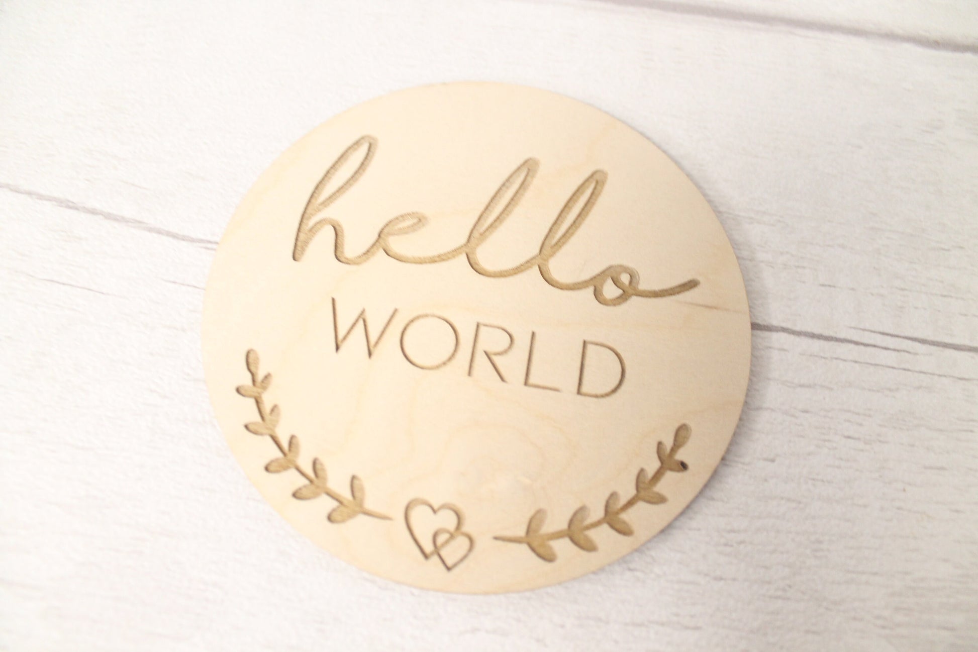 Baby Announcement Disc - New Baby Card - Hello World New Baby Gift - New Baby Photo Prop - Parent To Be or Baby Shower Gift -Milestone Disc