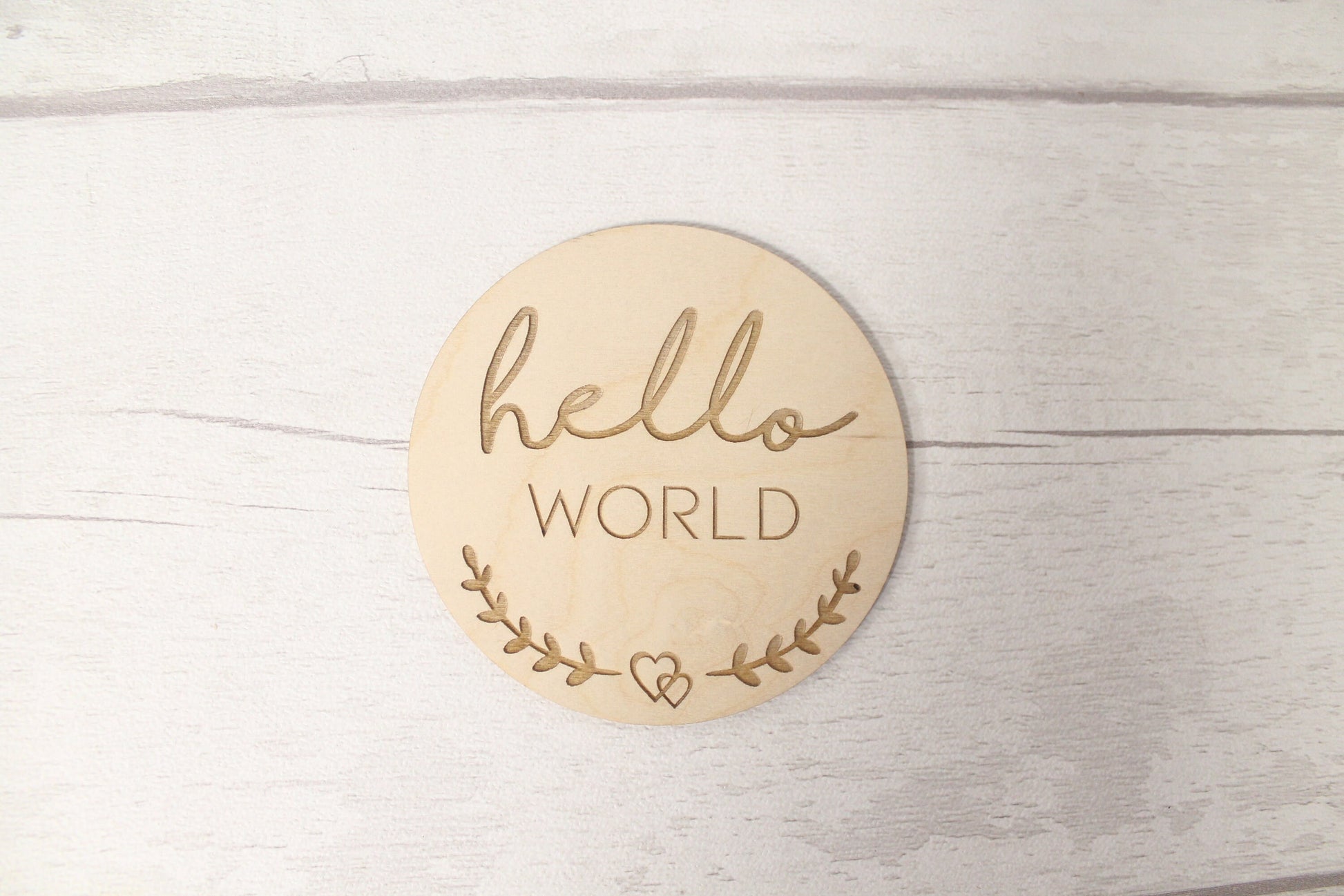 Baby Announcement Disc - New Baby Card - Hello World New Baby Gift - New Baby Photo Prop - Parent To Be or Baby Shower Gift -Milestone Disc