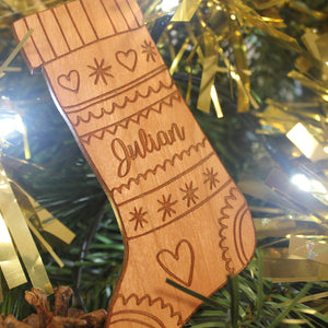 Personalised Christmas Stocking Bauble - Personalised Wooden Bauble - Stocking Charm - Personalised Christmas Ornaments