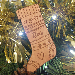 Personalised Christmas Stocking Bauble - Personalised Wooden Bauble - Stocking Charm - Personalised Christmas Ornaments