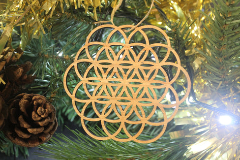 Christmas Tree Decoration Flower of Life Foundations Sacred Geometry  Laser Cut Set of 4