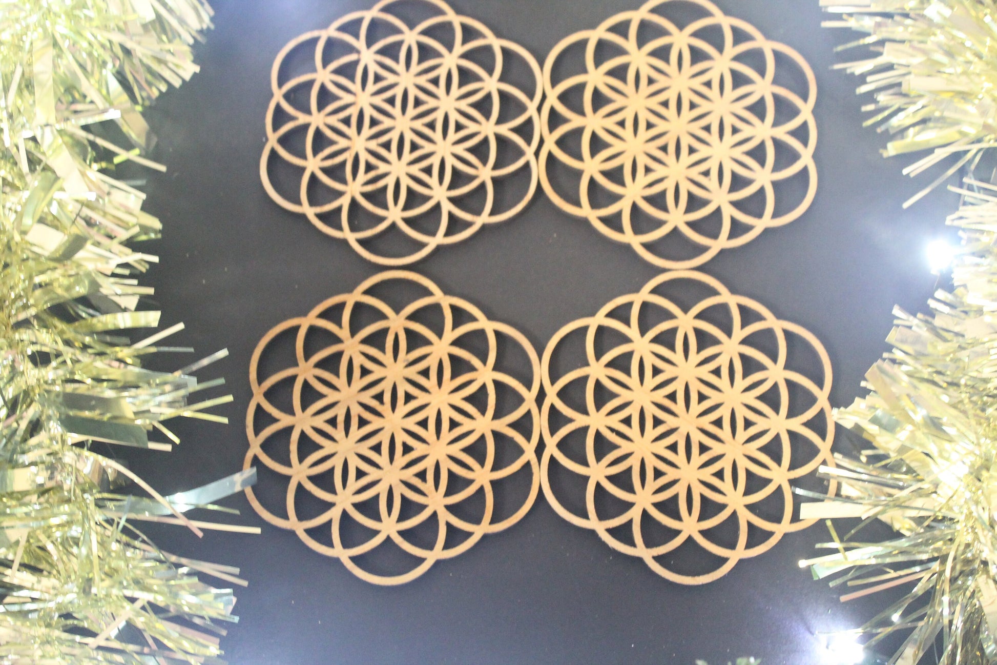 Christmas Tree Decoration Flower of Life Foundations Sacred Geometry  Laser Cut Set of 4