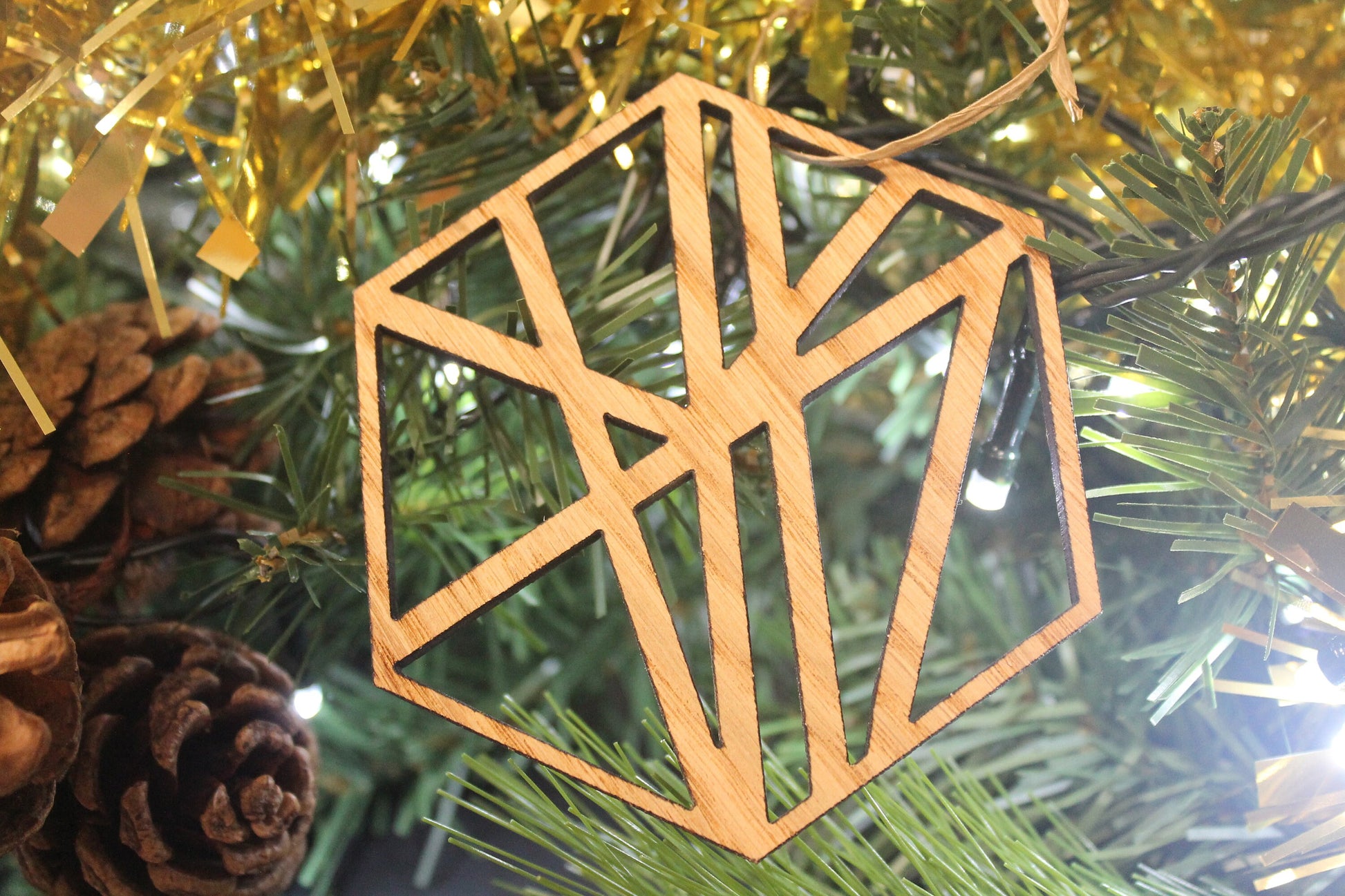 Christmas Tree Decoration Abstract Geometry  Laser Cut Set of 4