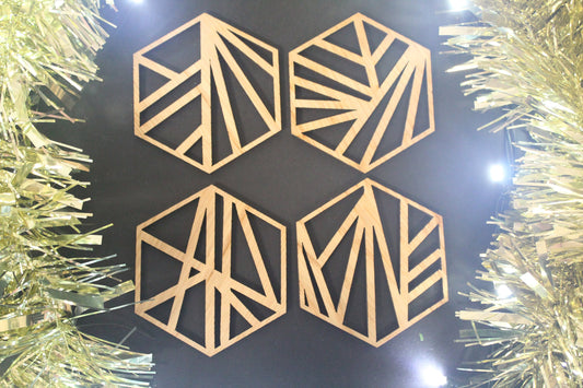 Christmas Tree Decoration Abstract Geometry  Laser Cut Set of 4