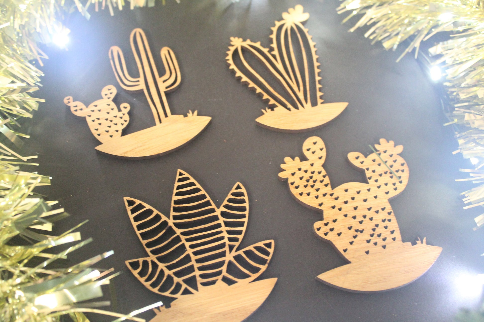 Succulen Christmas Tree Decoration - Plant Mum - Succulen Lover - Plant Dad-  Succulent Christmas Ornament Laser Cut Set of 4