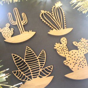 Succulen Christmas Tree Decoration - Plant Mum - Succulen Lover - Plant Dad-  Succulent Christmas Ornament Laser Cut Set of 4