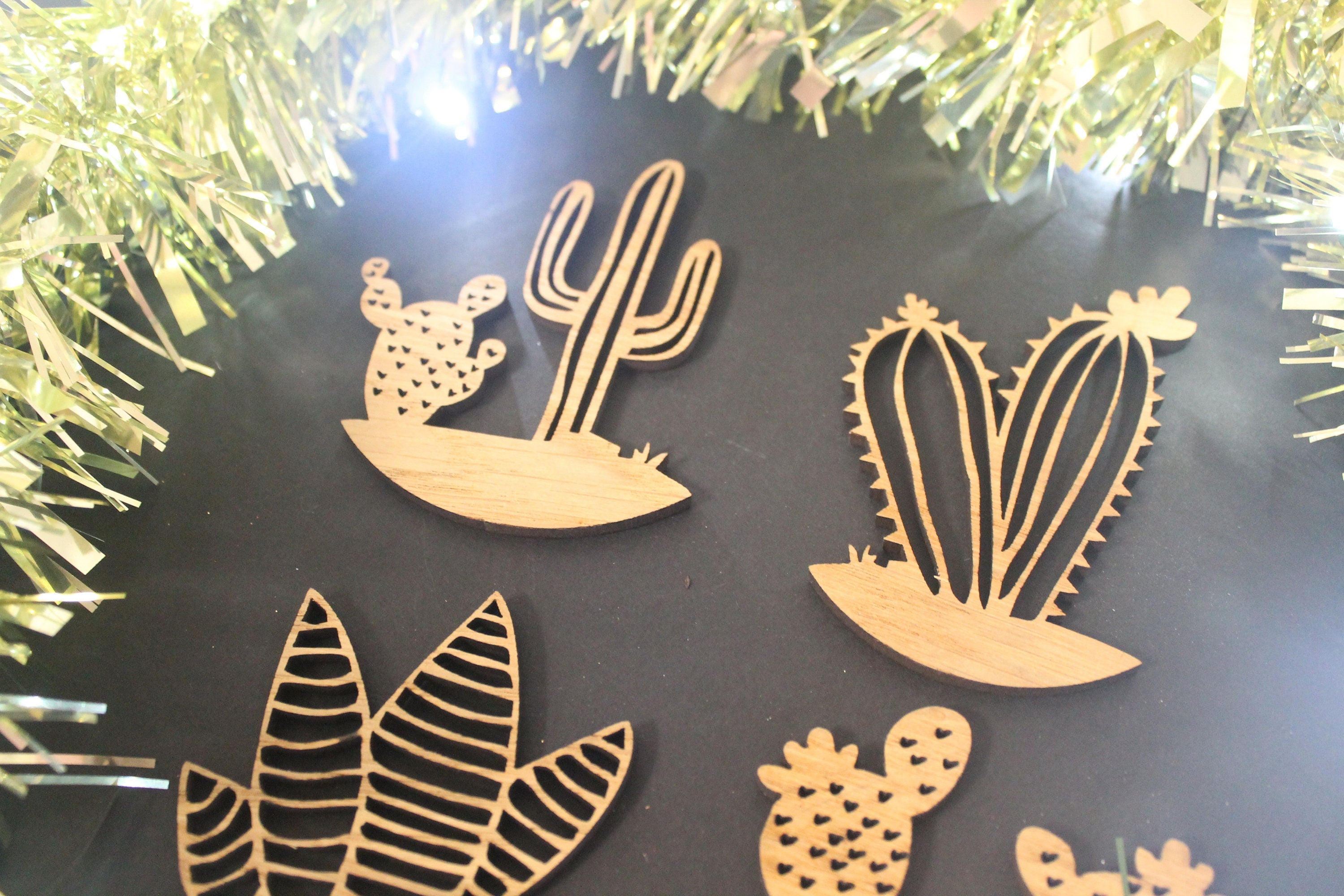 Succulen Christmas Tree Decoration - Plant Mum - Succulen Lover - Plant Dad-  Succulent Christmas Ornament Laser Cut Set of 4