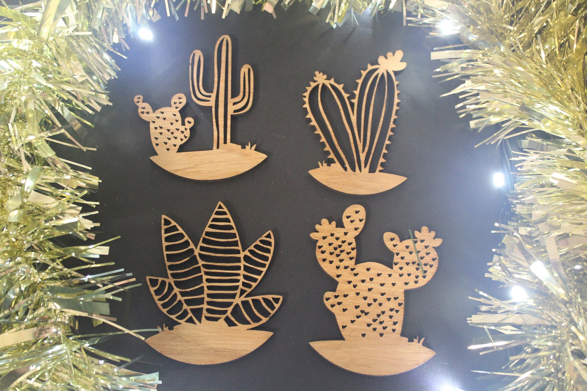 Succulen Christmas Tree Decoration - Plant Mum - Succulen Lover - Plant Dad-  Succulent Christmas Ornament Laser Cut Set of 4