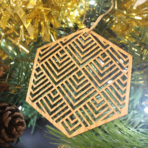 Christmas Tree Decoration Geometry Lines Mexican Art Inspired Laser Cut Set of 4