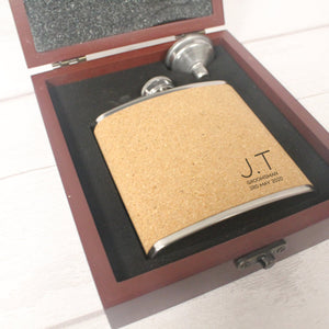 Personalised Hip Flask - Best Man Groomsman Groom Gift - Father’s Day – Christmas Gift – Wedding Favour - 6oz - Cork