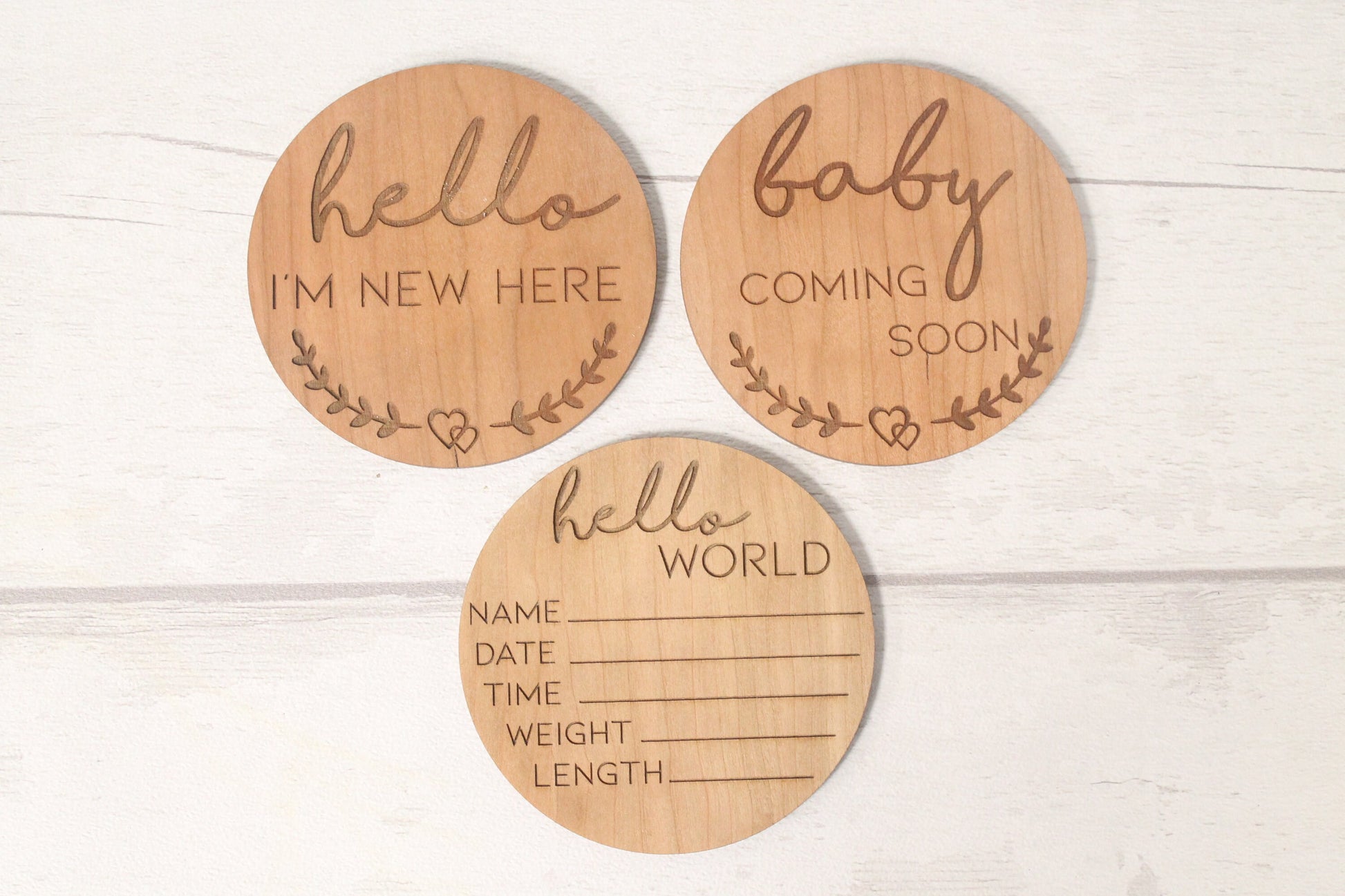 Baby's First Months New Baby Milestone Cards Sets - Hello World  - New Baby Photo Prop - Baby Shower Gift - New Born gifts - Cherry