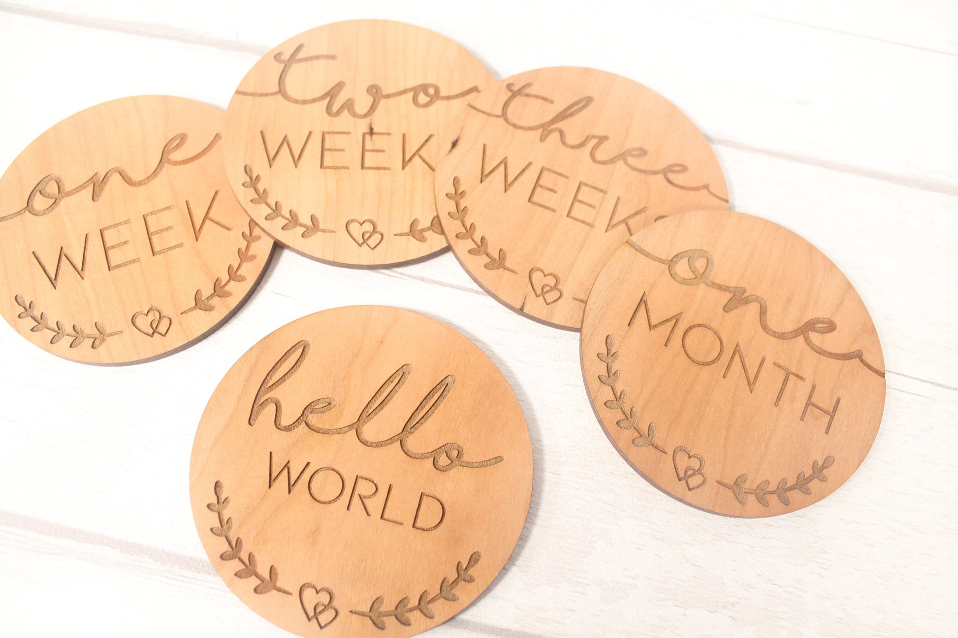 Baby's First Weeks New Baby Milestone Cards Set of 5 - Hello World  - New Baby Photo Prop - Parent To Be or Baby Shower Gift