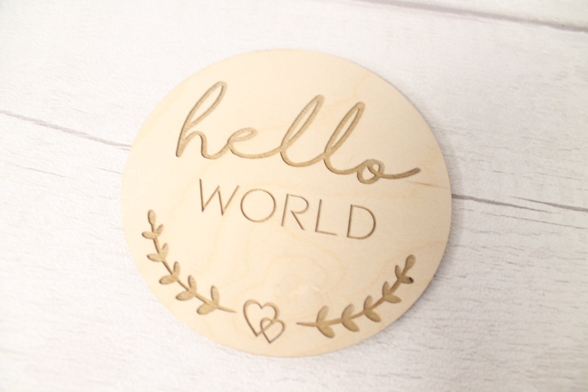 New Baby Announcement Cards  Set of 4 - Hello World New Baby Gift - New Baby Photo Prop - Parent To Be or Baby Shower Gift - Milestone Disc