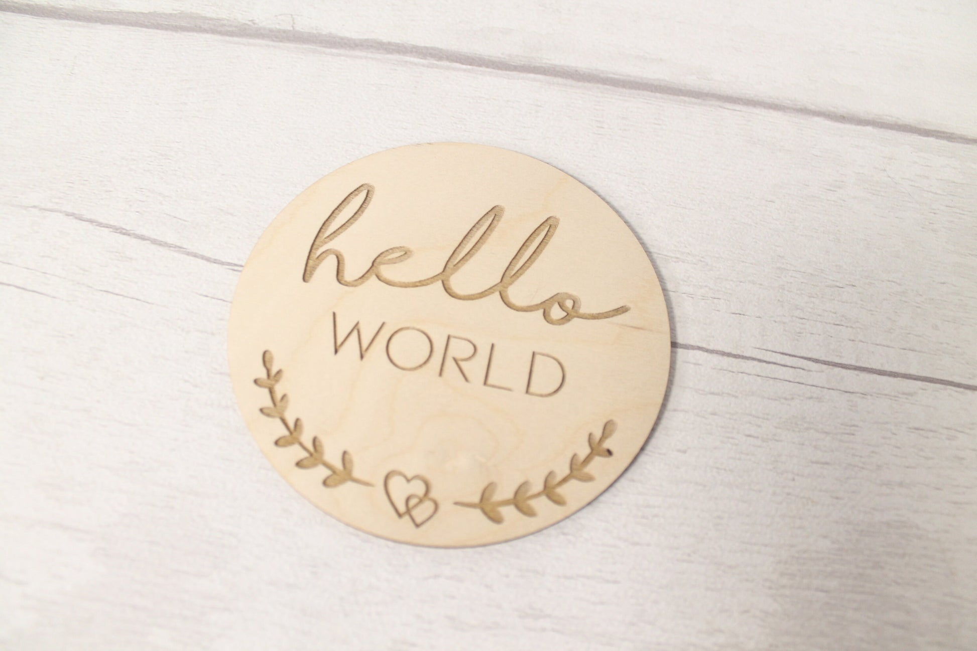 Baby Announcement Disc - New Baby Card - Hello World New Baby Gift - New Baby Photo Prop - Parent To Be or Baby Shower Gift -Milestone Disc