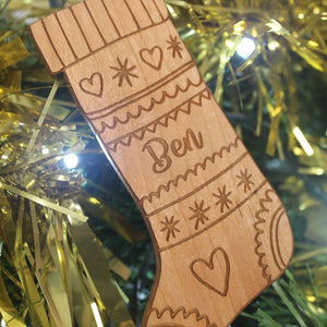 Personalised Christmas Stocking Bauble - Personalised Wooden Bauble - Stocking Charm - Personalised Christmas Ornaments