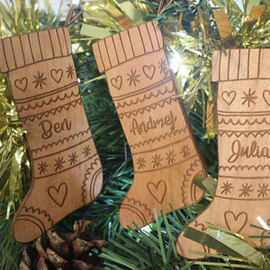 Personalised Christmas Stocking Bauble - Personalised Wooden Bauble - Stocking Charm - Personalised Christmas Ornaments