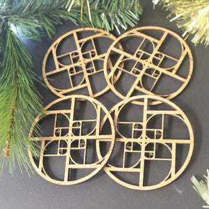 Christmas Tree Decoration Fibonacci Golden Ratio Phi Sacred Geometry Laser Cut Set of 4