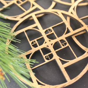 Christmas Tree Decoration Fibonacci Golden Ratio Phi Sacred Geometry Laser Cut Set of 4