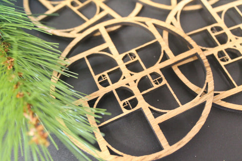 Christmas Tree Decoration Fibonacci Golden Ratio Phi Sacred Geometry Laser Cut Set of 4
