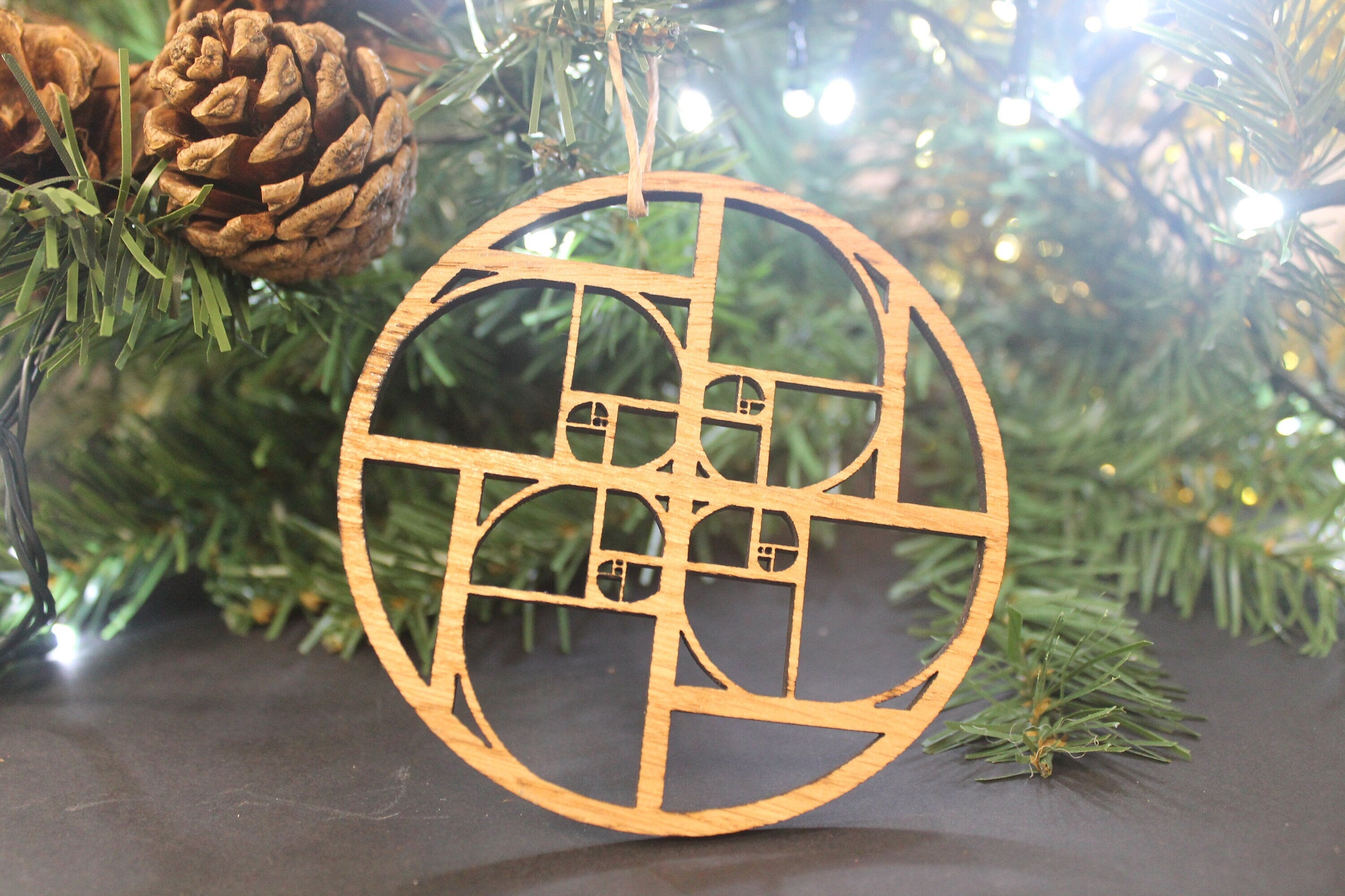 Christmas Tree Decoration Fibonacci Golden Ratio Phi Sacred Geometry Laser Cut Set of 4