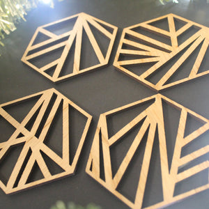Christmas Tree Decoration Abstract Geometry  Laser Cut Set of 4