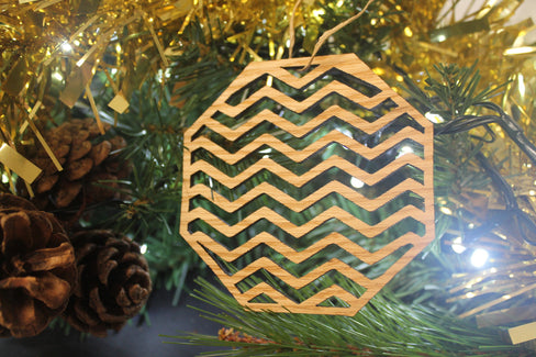 Christmas Tree Decoration Geometry Lines Laser Cut Set of 4
