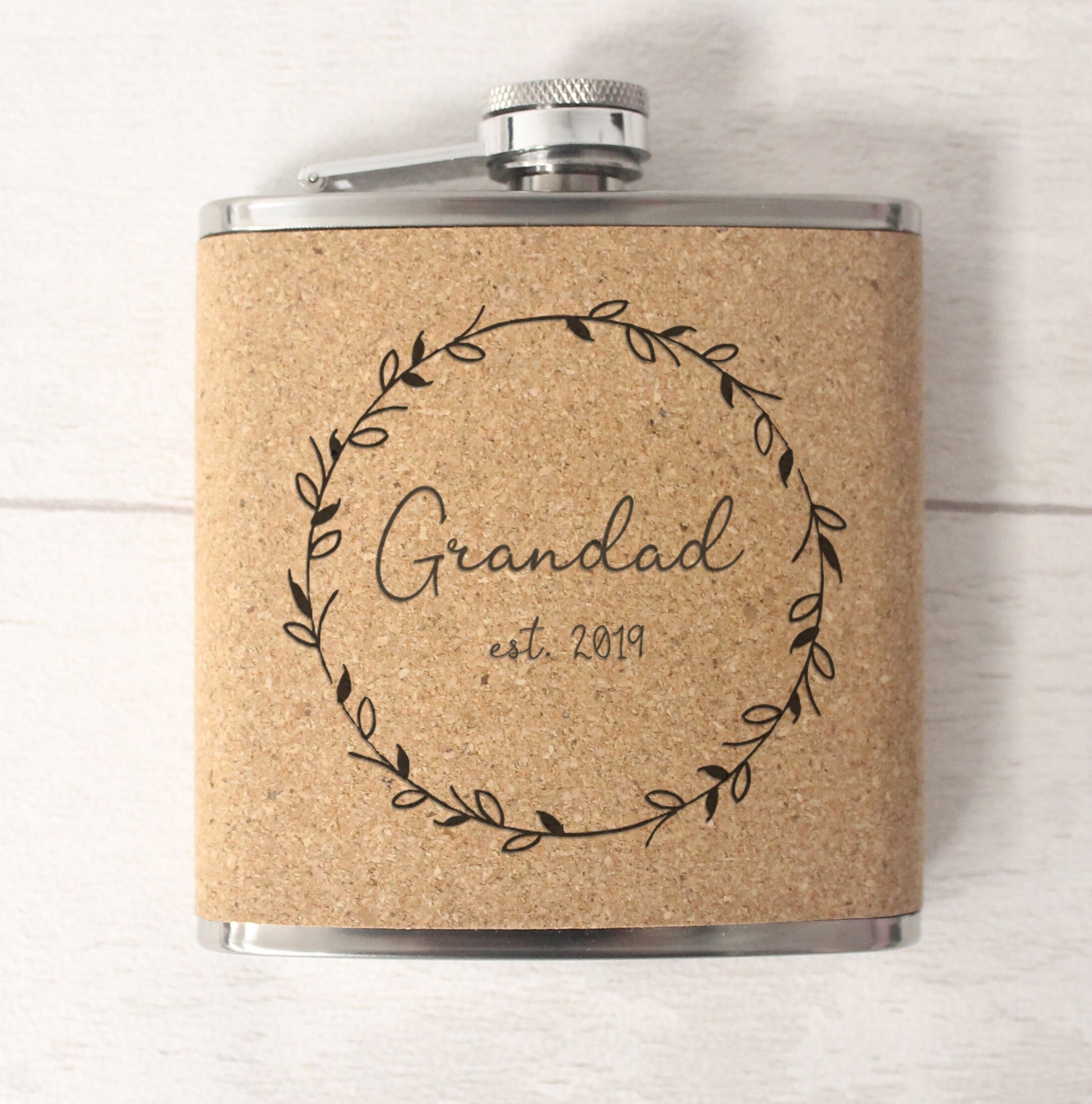 Personalised Hip Flask - Best Man Groomsman Groom Gift - Father’s Day – Christmas Gift – Wedding Favour - 6oz - Cork
