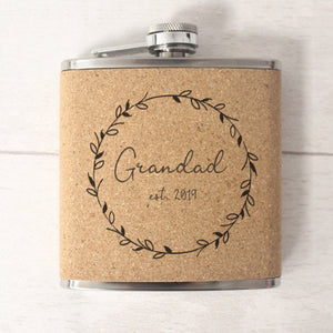 Personalised Hip Flask - Best Man Groomsman Groom Gift - Father’s Day – Christmas Gift – Wedding Favour - 6oz - Cork