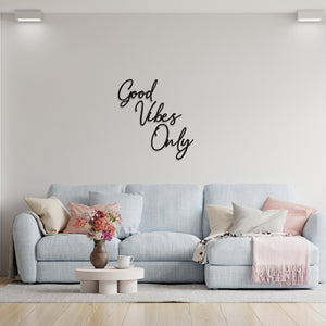 Good Vibes Only Wall Art - In Line - Family Art - Wooden Word Text Art - Art Gift - Bespoke Wall Words - Wall Quotes & Sayings - Font 1