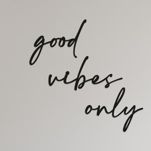 Good Vibes Only Wall Art - Family Art - Wooden Word Text Art - Art Gift - Bespoke Wall Words - Wall Quotes & Sayings - Font 3