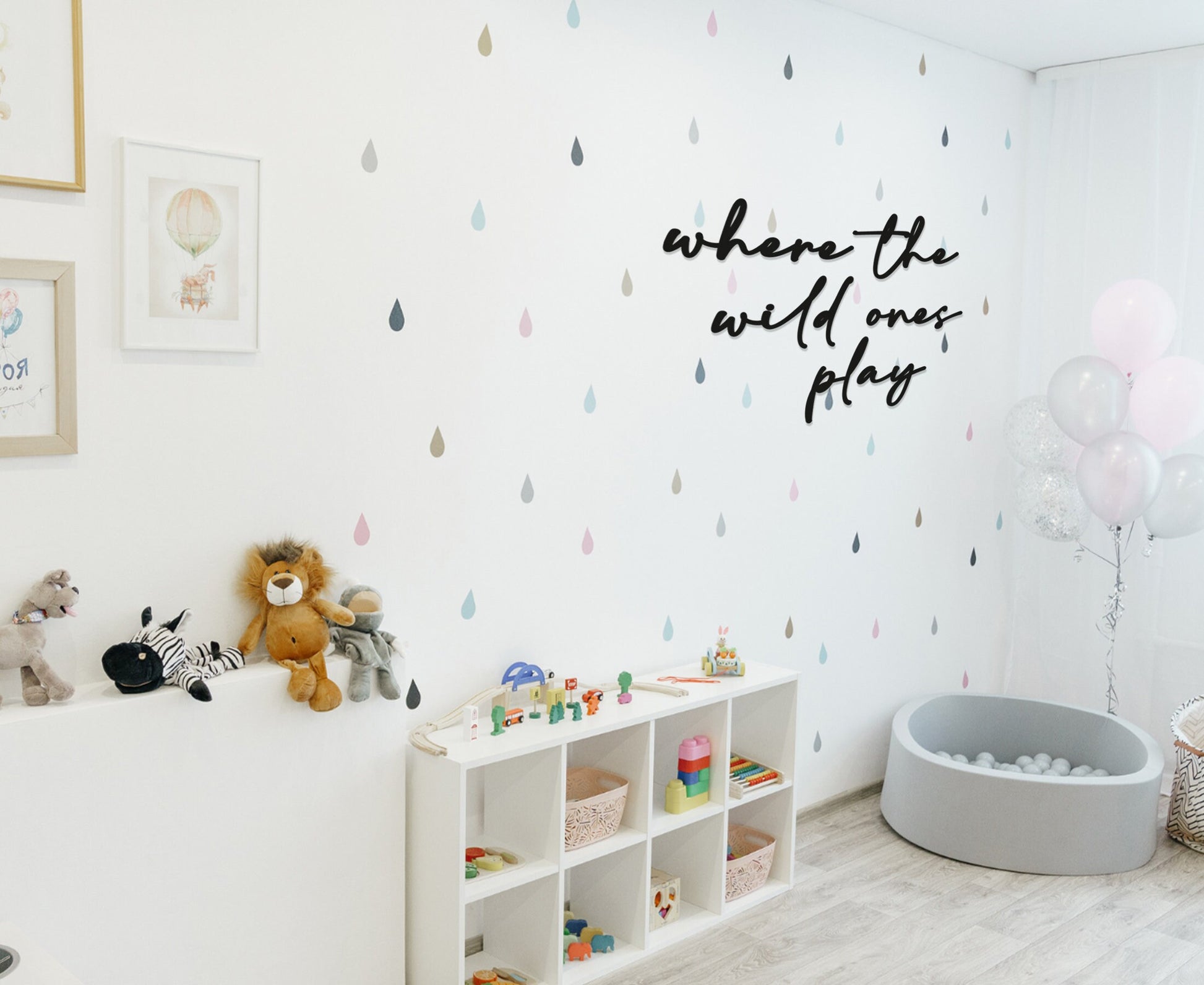 Where The Wild Ones Play- Nursery Wall Art - Childrens Bedroom - Wooden Word Text Art - Bedroom Art Gift - Square Font 3