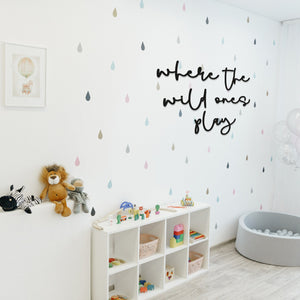 Where The Wild Ones Play - Nursery Wall Art - Childrens Bedroom - Wooden Word Text Art - Bedroom Art Gift - Sqaure Font 5