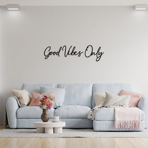 Good Vibes Only Wall Art - In Line - Family Art - Wooden Word Text Art - Art Gift - Bespoke Wall Words - Wall Quotes & Sayings - Font 1