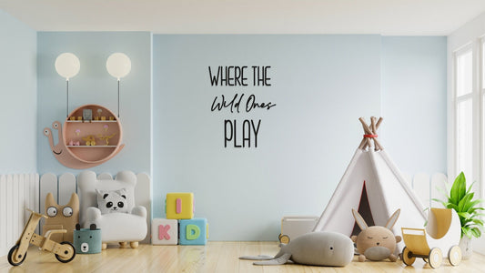 Where The Wild Ones Play - Nursery Wall Art - Childrens Bedroom - Wooden Word Text Art - Bedroom Art Gift - Square Font 1