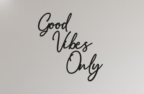 Good Vibes Only Wall Art - Family Art - Wooden Word Text Art - Art Gift - Bespoke Wall Words - Wall Quotes & Sayings - Font 4