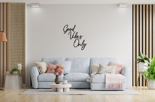 Good Vibes Only Wall Art - Family Art - Wooden Word Text Art - Art Gift - Bespoke Wall Words - Wall Quotes & Sayings - Font 4