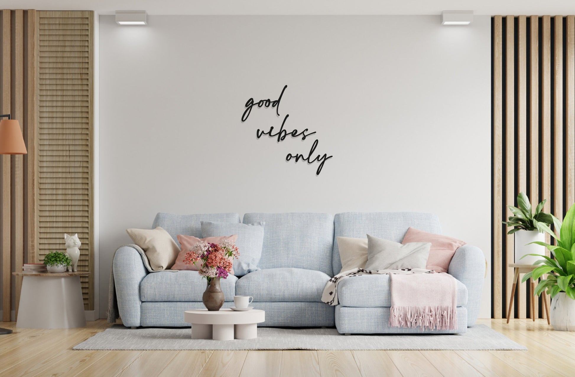 Good Vibes Only Wall Art - Family Art - Wooden Word Text Art - Art Gift - Bespoke Wall Words - Wall Quotes & Sayings - Font 3