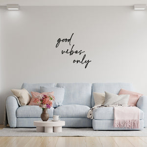 Good Vibes Only Wall Art - Family Art - Wooden Word Text Art - Art Gift - Bespoke Wall Words - Wall Quotes & Sayings - Font 3