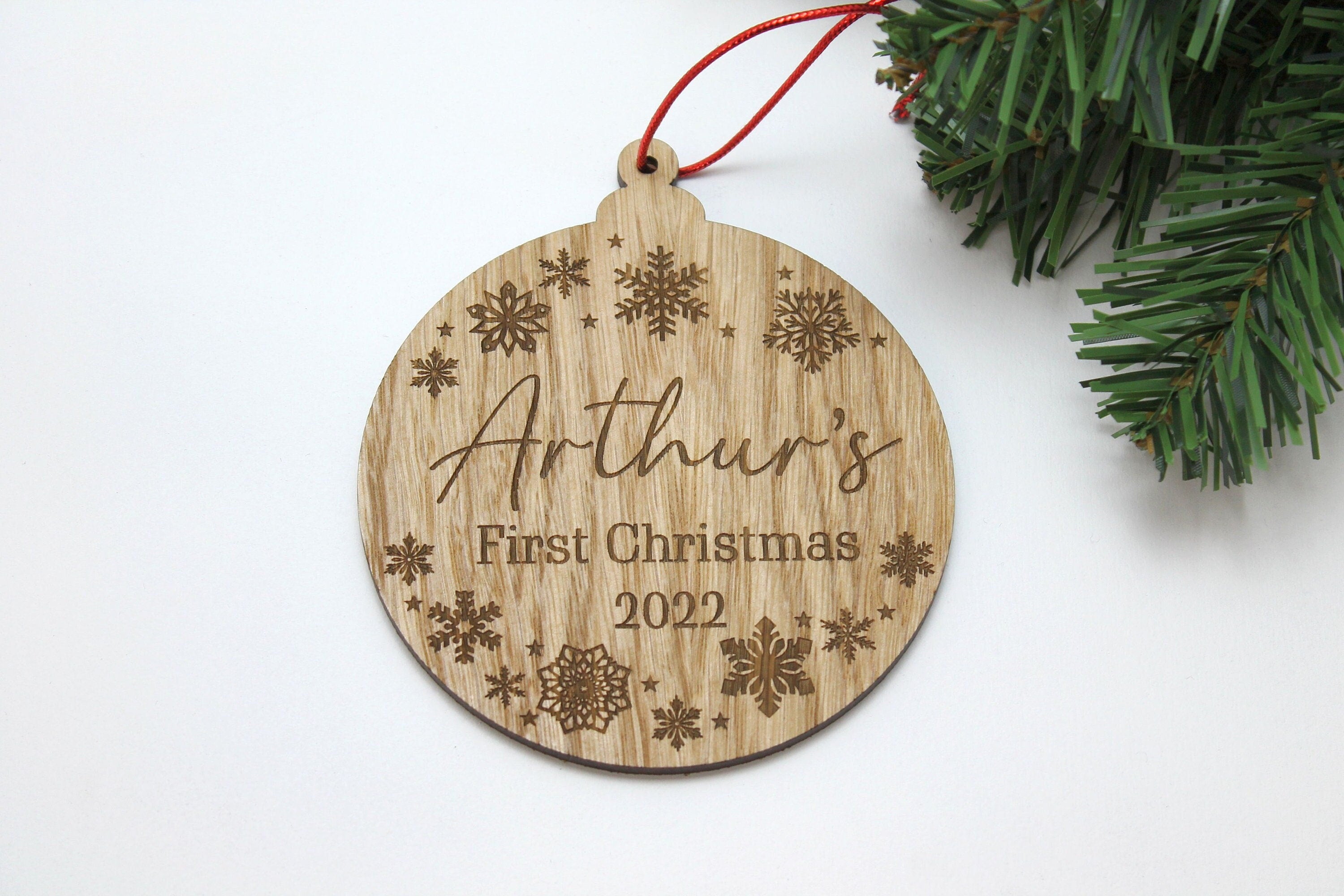 Personalised First Christmas  Bauble - Personalised Wooden Bauble  - Custom Christmas Ornaments