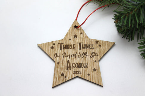 Personalised Christmas Bauble - Twinkle Twinkle Our Perfect Little Star - Custom Christmas Ornaments