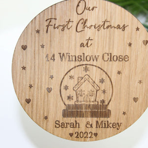 Personalised First Christmas New Home Bauble - Personalised Wooden Bauble  - Custom Christmas Ornaments