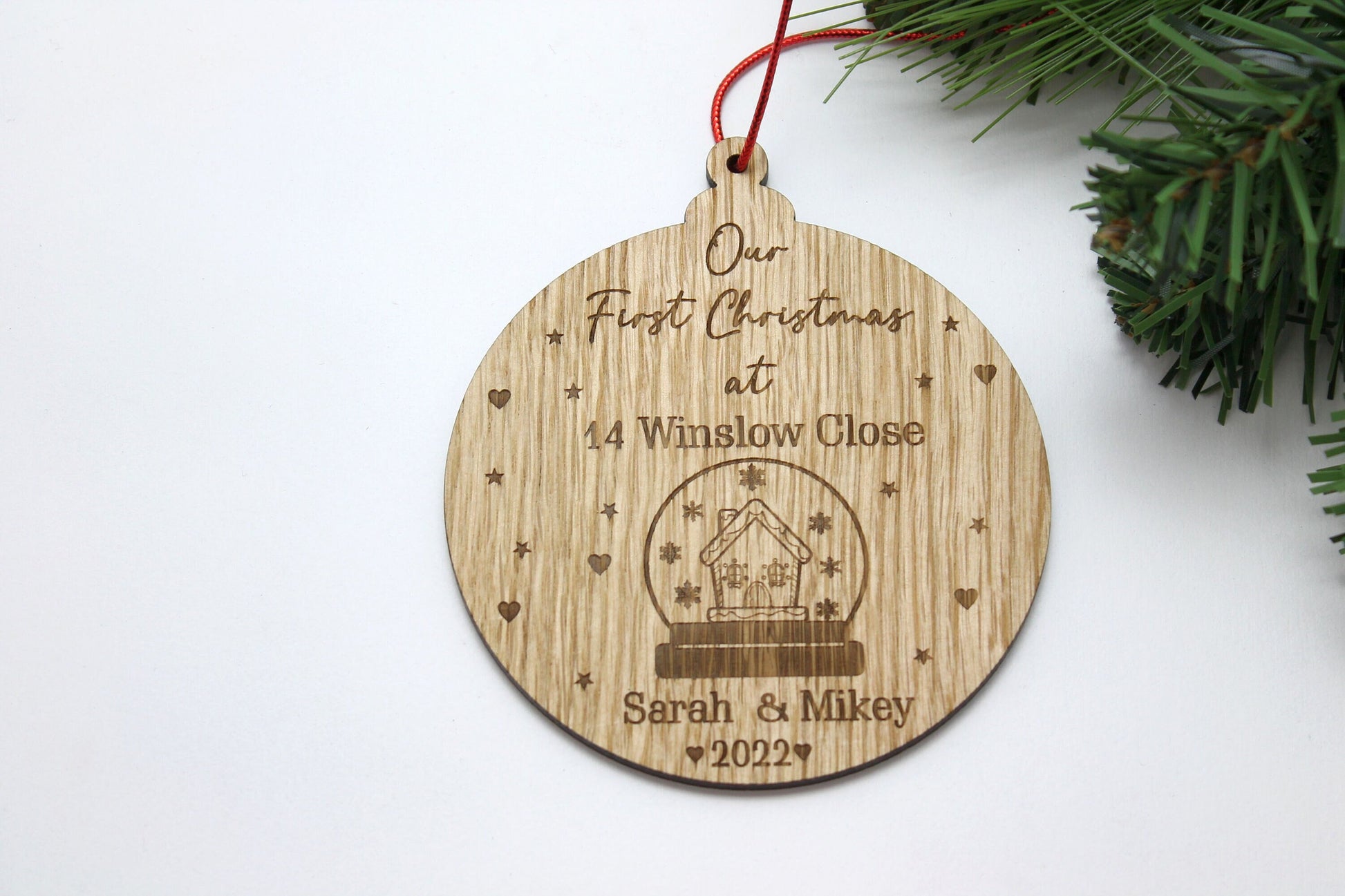 Personalised First Christmas New Home Bauble - Personalised Wooden Bauble  - Custom Christmas Ornaments