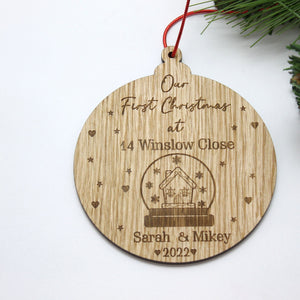 Personalised First Christmas New Home Bauble - Personalised Wooden Bauble  - Custom Christmas Ornaments