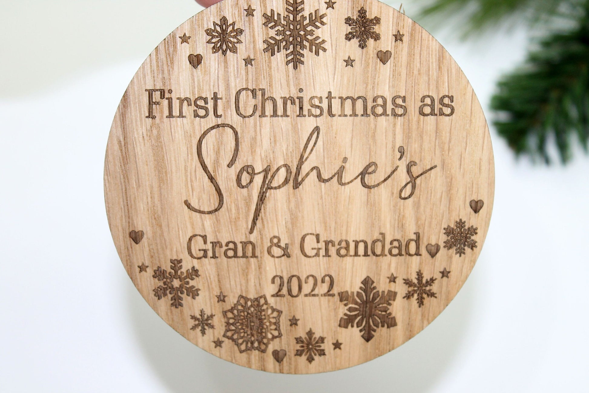 Personalised Grandparents First Christmas  Bauble - Personalised Wooden Bauble  - Custom Christmas Ornaments