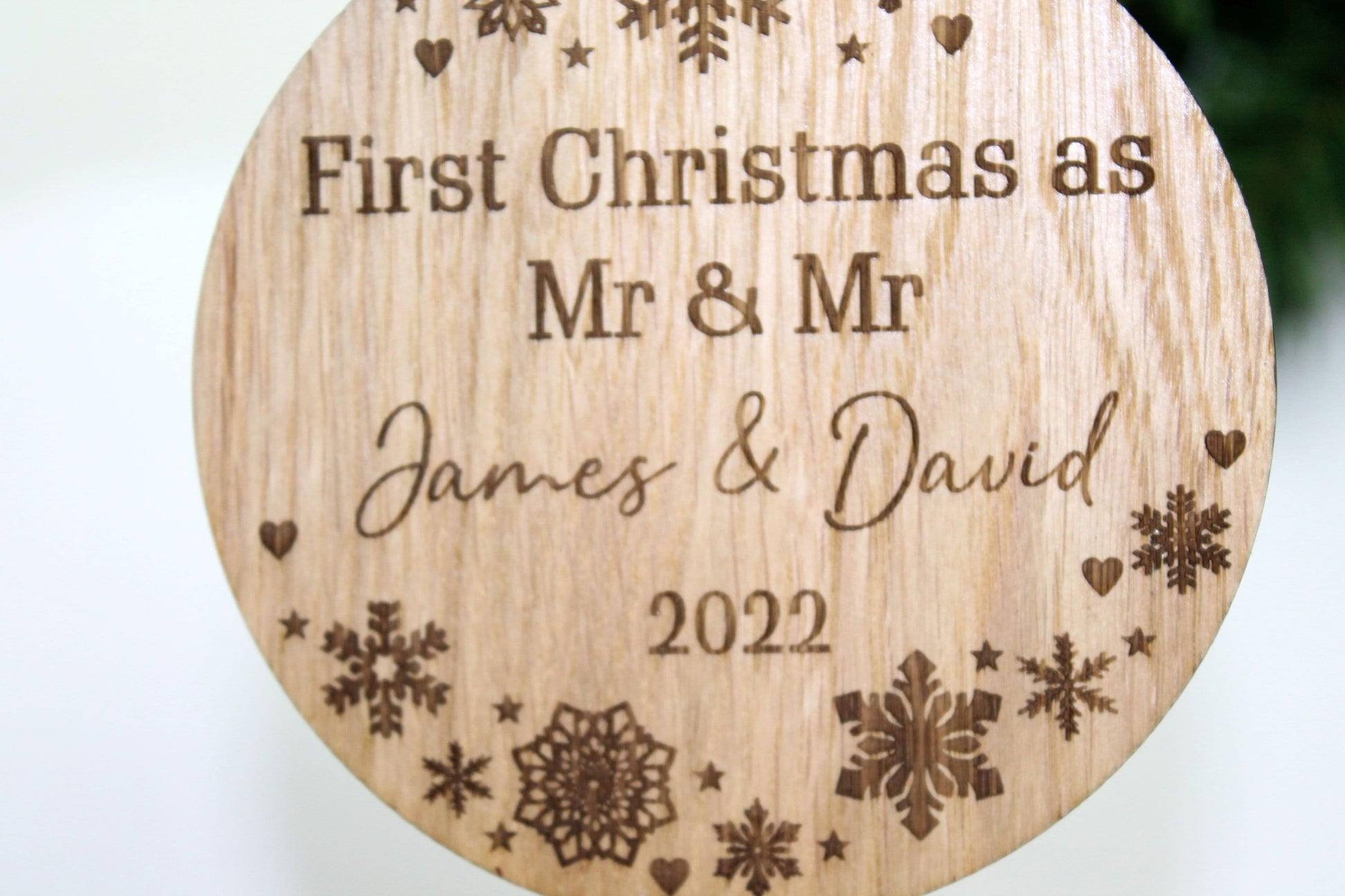 Personalised First Christmas Mr & Mr Bauble - Personalised Wooden Bauble  - Custom Christmas Ornaments