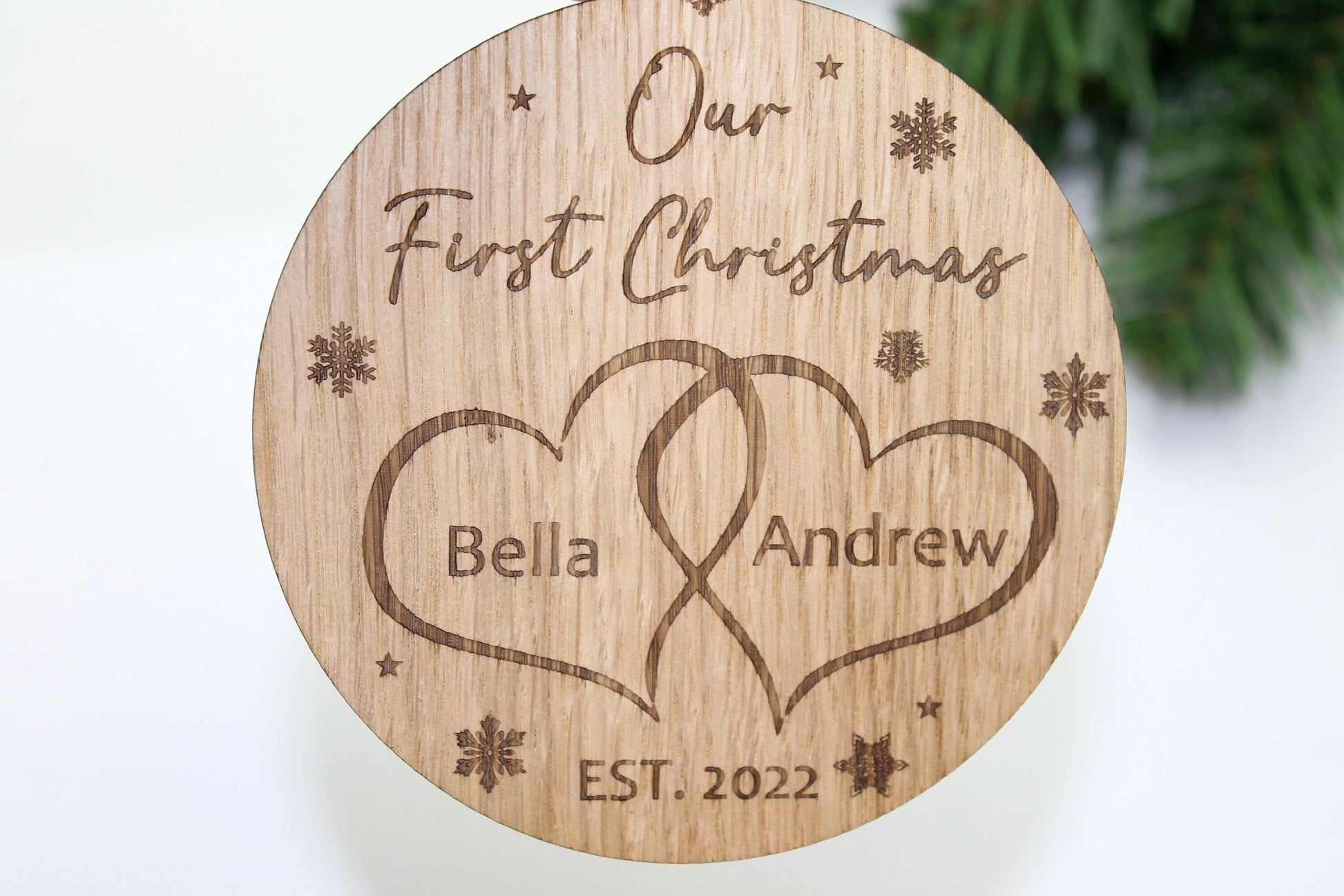 Personalised First Christmas Couples Bauble - Personalised Wooden Bauble  - Custom Christmas Ornaments