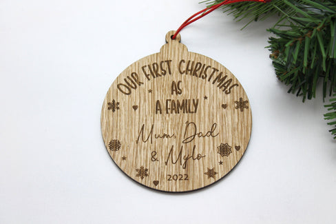 Personalised First Christmas Bauble - Family First Christmas Decoration - First Christmas As A Family - Custom Christmas Ornaments