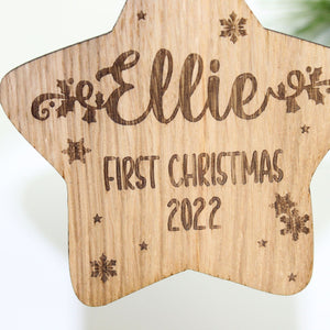Personalised First Christmas  Bauble - Personalised Wooden Bauble  - Custom Christmas Ornaments