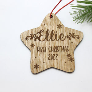Personalised First Christmas  Bauble - Personalised Wooden Bauble  - Custom Christmas Ornaments